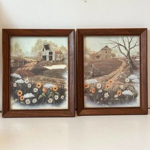 C.G. Blaylock Framed Prints, VTG Set, Dirt Road Field Barn & Old Country Home